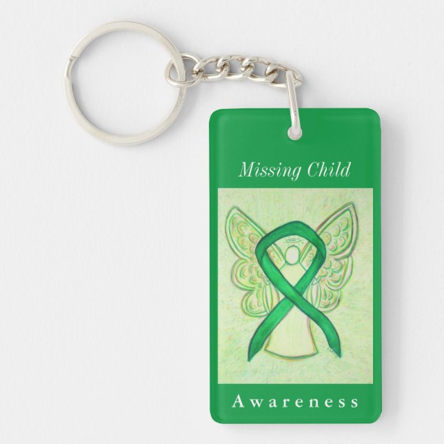 Vermisstes Kinderbewusstsein Ribbon Angel Schlüsse Schlüsselanhänger (Vorderseite)