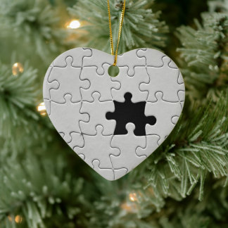 Vermisstes Puzzleteil Schwarz und Weiß Keramik Ornament
