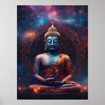 Vermittlung von Buddha mit Mandala Poster