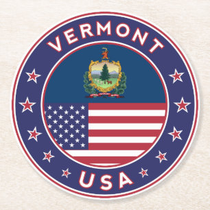 Vermont Aufkleber, Handy, Totbeutel, Wanduhr Runder Pappuntersetzer