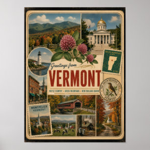 Vermont Authentischer Vintage-Stil Poster