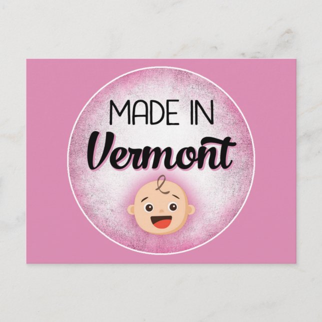 Vermont Baby Funny Pink New Girl Postcard Postkarte (Vorderseite)