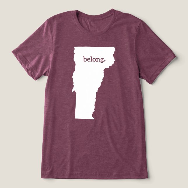 Vermont Belong Staat Karte Tri-Blend Shirt (Design Vorderseite)