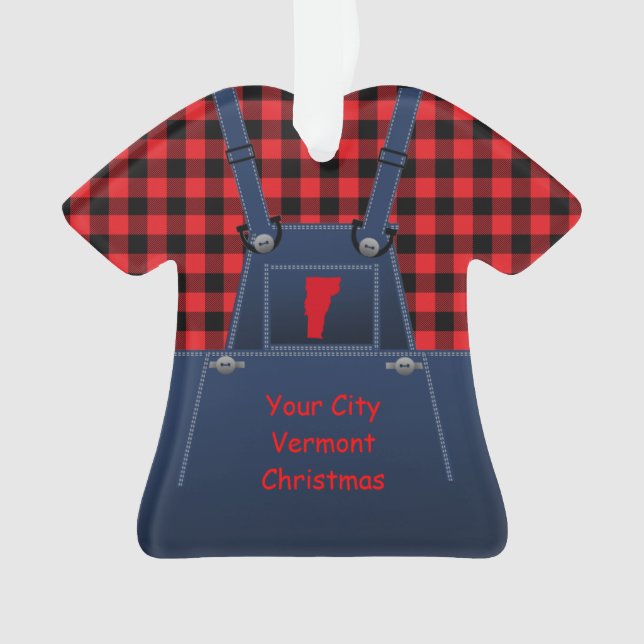Vermont Bib Overalls Buffalo Karierte Weihnachten Ornament (Vorderseite)