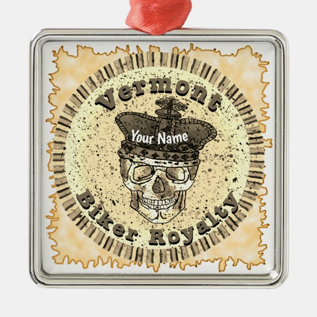 Vermont Biker Ornament Aus Metall (Vorne)