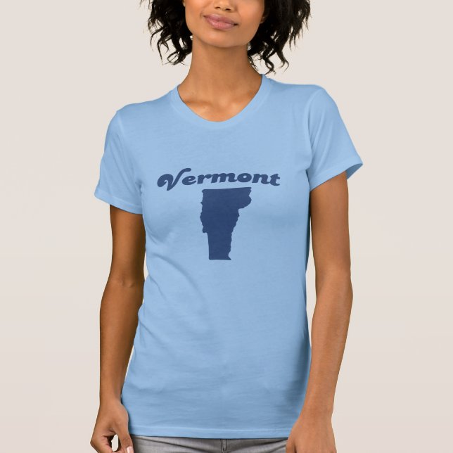 VERMONT-Blau-Staat T-Shirt (Vorderseite)