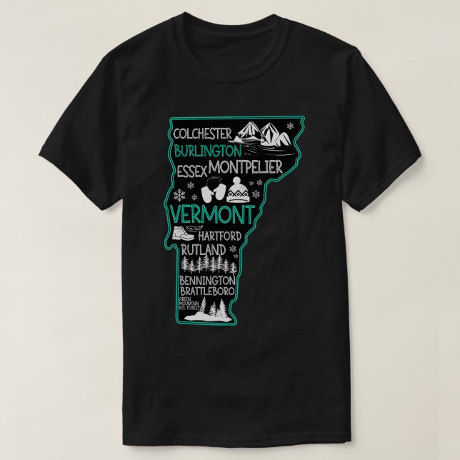 Vermont Burlington niedliche Karte EsRutland Benni T-Shirt (Design vorne)