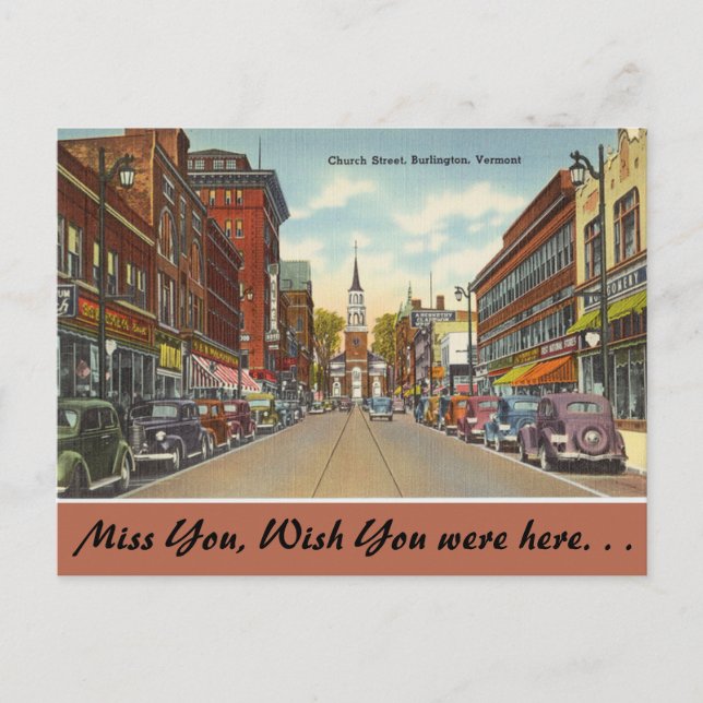 Vermont, Church Street, Burlington Postkarte (Vorderseite)