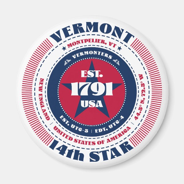 Vermont Circle Typografy Souvenir Magnet (Vorne)