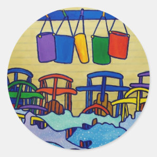 Vermont Color o by Piliero Runder Aufkleber