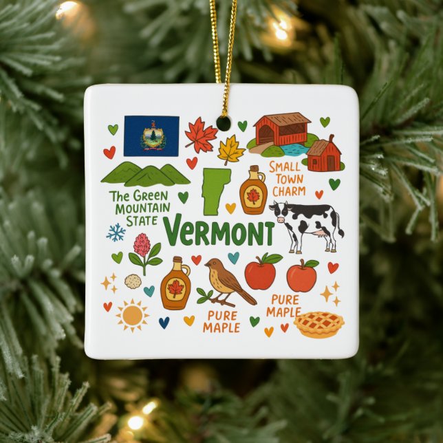 Vermont Custom Family Trip Christmas Keramikornament (Baum)