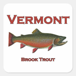 Vermont Fischen - Bachforelle Quadratischer Aufkleber
