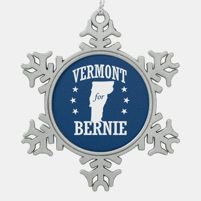 VERMONT FÜR BERNIE SCHNEEFLOCKEN Zinn-Ornament (Vorderseite)