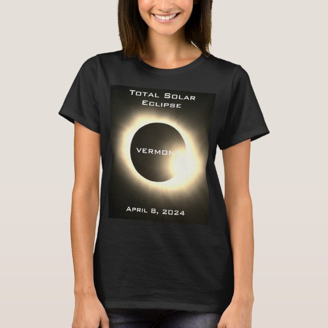 VERMONT Gesamte Sonnenfinsternis 8. April 2024 T-Shirt (Vorderseite)