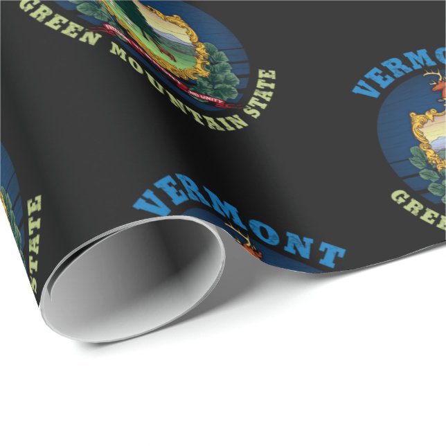 VERMONT GREEN BERGSTAAT FLAG GESCHENKPAPIER (Rolleneckpunkt)