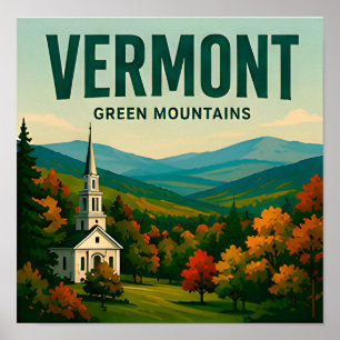 Vermont Green Mountains New England Reise Poster
