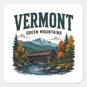 Vermont Green Mountains Szenario Quadratischer Aufkleber