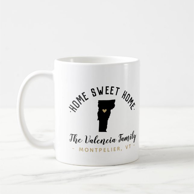 Vermont Home Sweet Home Famille Monogramme Mug (Gauche)
