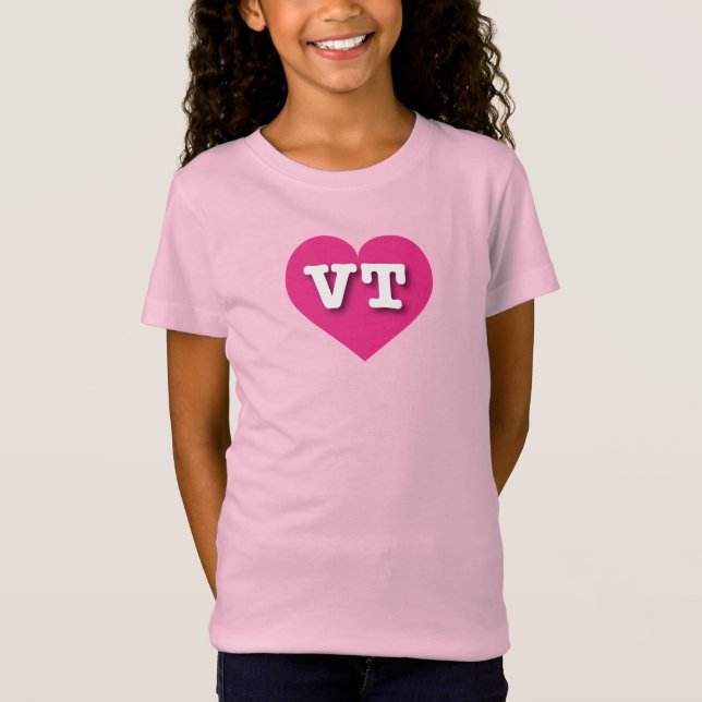 Vermont Hot Pink Heart - I Liebe VT T-Shirt (Vorderseite)