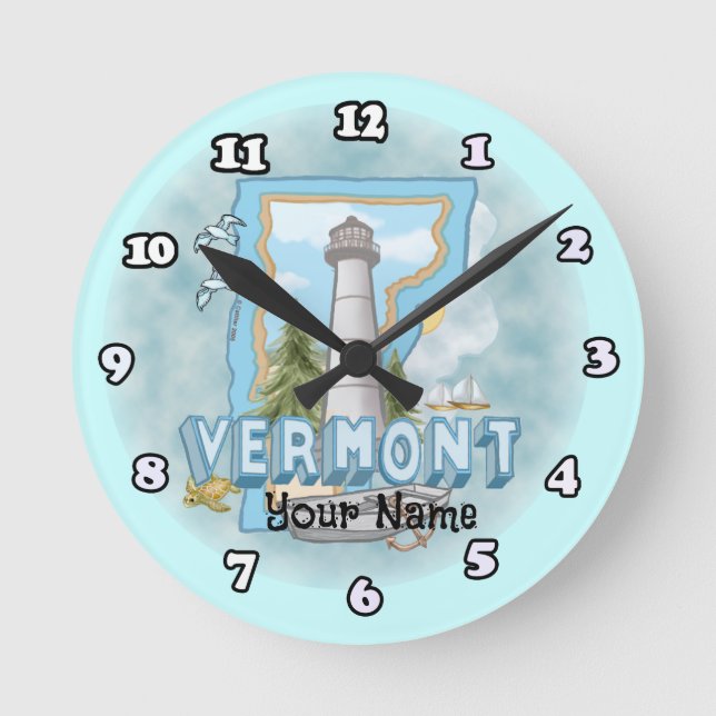 Vermont Lighthouse Runde Wanduhr (Vorderseite)