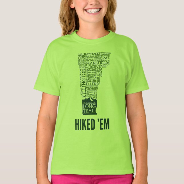 Vermont Long Trail Hiked T - Shirt (grünes Logo) (Vorderseite)