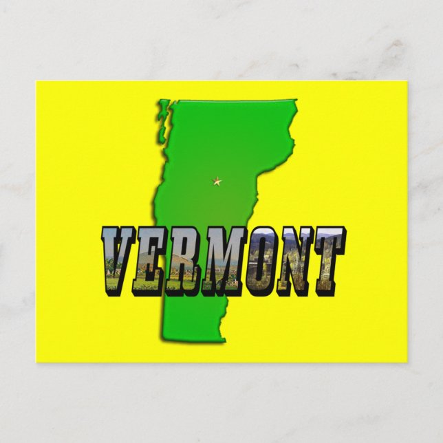 Vermont Map Kontur und Bildtext Postkarte (Vorderseite)