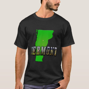 Vermont Map Kontur und Bildtext T-Shirt