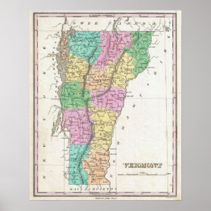 Vermont Map, Vintage Karte, Vintage Poster