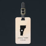 Vermont Map Wedgegage Tag, Custom Gift Gepäckanhänger<br><div class="desc">Diese Staat Gepäckanhänger machen die perfekte Hochzeitsgeschenktafel oder Begrüßungstags. Krawatte es auf Ihr Geschenk anstelle eines typischen Papiergeschenketiketts,  und sie können es für Monate und Jahre verwenden. Tags haben einen pfirsichfarbenen Aquarell-Hintergrund. Um das Herz an der Hochzeitsstelle zu platzieren,  verwenden Sie die Option "Weiter anpassen".</div>