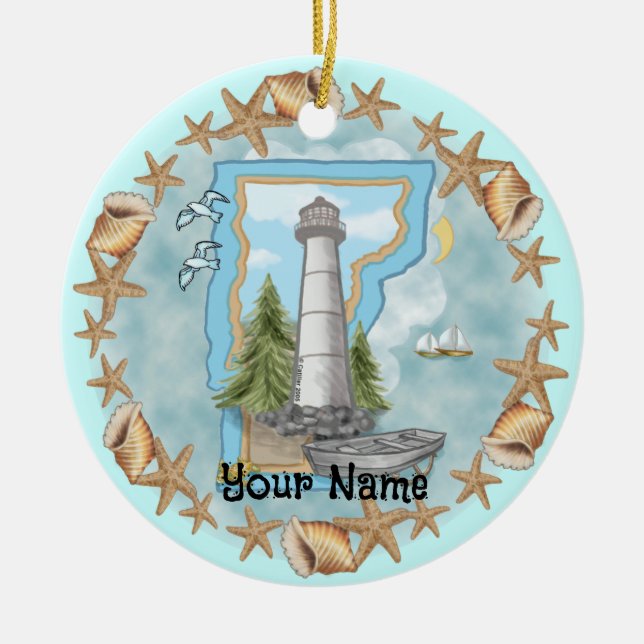 Vermont Muscheln Leuchtturm Ornament (Vorne)