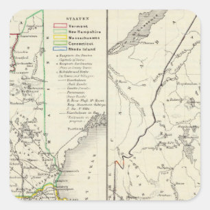 Vermont, New Hampshire, Massachusetts Quadratischer Aufkleber