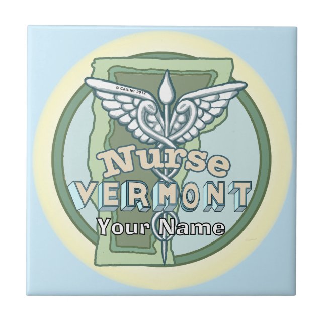 Vermont Nurse Caduceus Fliese (Vorderseite)