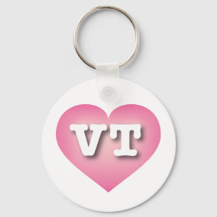 Vermont Pink Fade Heart - I Liebe VT Schlüsselanhänger