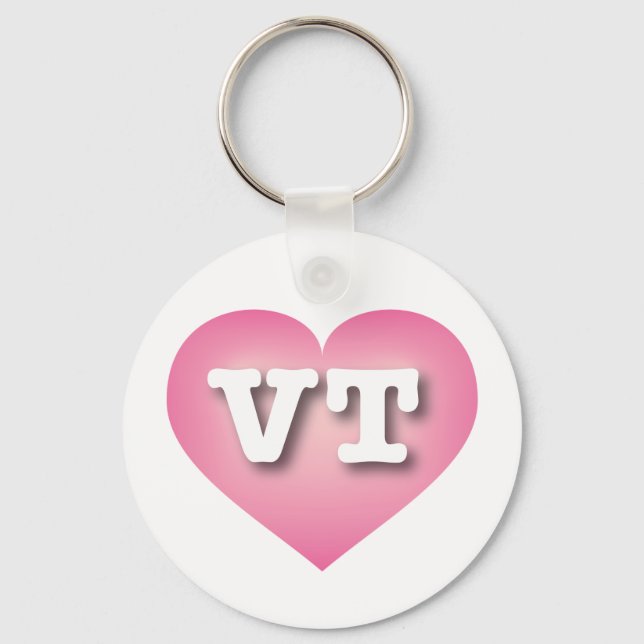 Vermont Pink Fade Heart - I Liebe VT Schlüsselanhänger (Vorderseite)