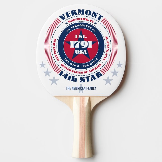 Vermont Pride Circular Typografy Monogramm Tischtennis Schläger (Vorderseite)