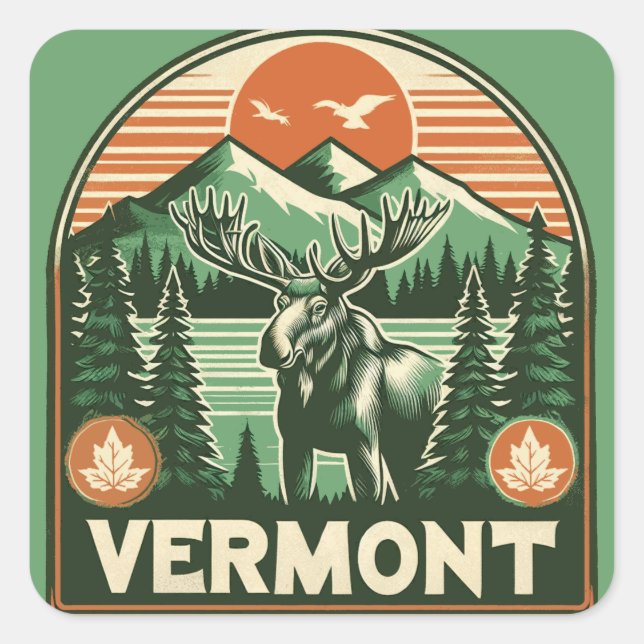 Vermont Quadratischer Aufkleber (Vorderseite)