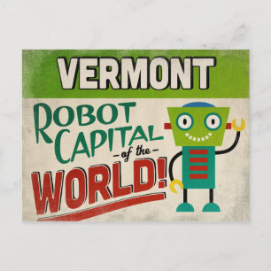 Vermont Robot - Funny Vintag Postkarte