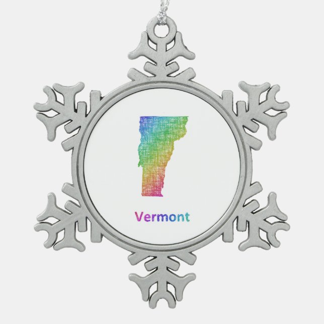 Vermont Schneeflocken Zinn-Ornament (Vorderseite)