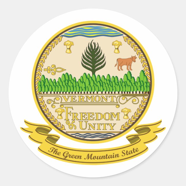 Vermont Siegel Runder Aufkleber (Vorderseite)