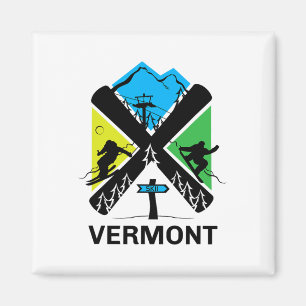 Vermont Ski T-Shirt - Skifahren und Snowboard-Zube Magnet