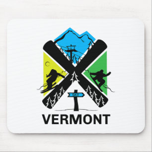 Vermont Ski T-Shirt - Skifahren und Snowboard-Zube Mousepad