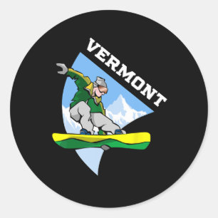 Vermont Snowboarden Snowboarder Kinder Kinderjunge Runder Aufkleber