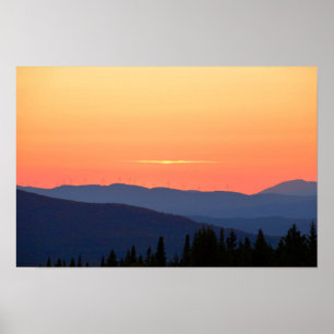 Vermont-Sonnenuntergang mit Windkraftanlagen Poster