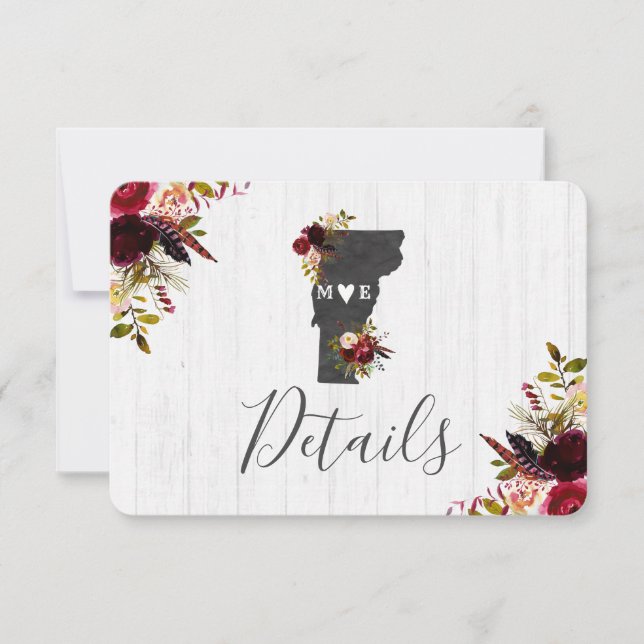 Vermont Staat Ziel Rustikale Hochzeit Details Einladung (Vorderseite)