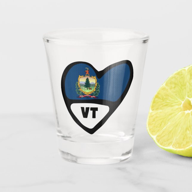 Vermont Staatsflagge im Herzen, VT-Shotglas Schnapsglas (Vorderseite)