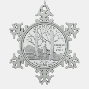 Vermont State Quarter Schneeflocken Zinn-Ornament