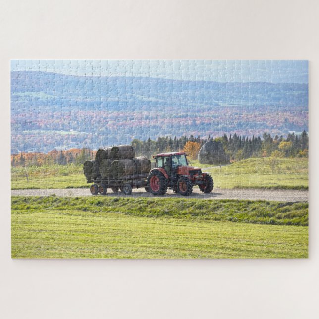 Vermont Tractor Hauling Hay Bales (Horizontal)