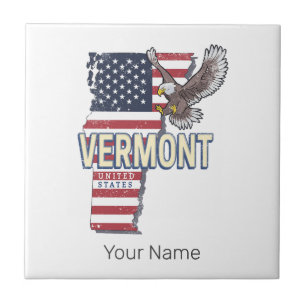 Vermont Vereinigte Staaten Retro-Staatskarte Vinta Fliese