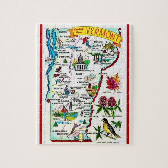Vermont Vintag Map Puzzle (Vertikal)
