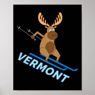 Vermont Vt Skifahren Elch Winter Shirt Poster